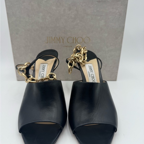 JIMMY CHOO
Sae 90 chain-embellished leather slingback sandals size 9 - Picture 6 of 16